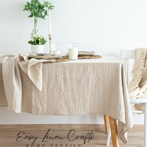 Natural Linen Tablecloth, Rectangle Tablecloth, Square, Circle or Oval Tablecloth, Custom Table Cloth image 6