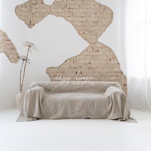 Linen sofa cover, seamless linen couch cover, loose cover, loveseat cover, linen slip cover, custom slipcover