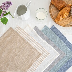 Linen Placemats Set Linen Place Mats Washed Linen Table Mat Dining Mats Natural Table Setting Modern Tableware Housewarming Gift image 7