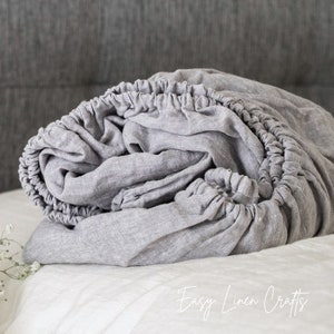 Stonewashed Linen Fitted Sheet - Custom Bed Sheet for Twin, Full, Queen, King - Stonewashed Durable Linen Bedding Sheet