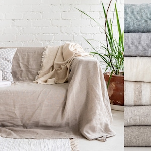 Linen couch cover, large sofa slipcover, natural linen cover, linen couch slipcover, loveseat cover, custom furniture cover, farmhouse decor