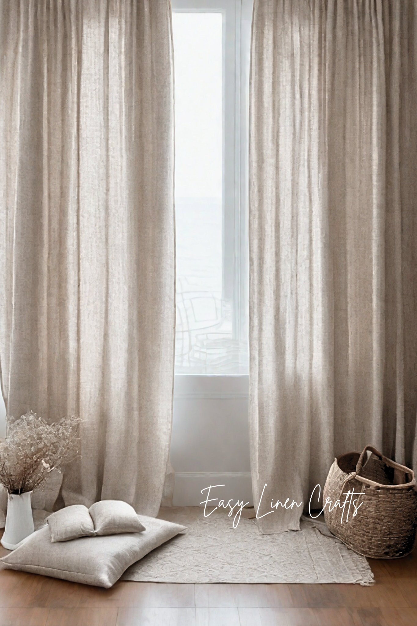 CUCRAF Paneles De Cortinas Traslúcidas Color Blanco Hueso Para Sala