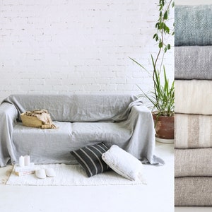 Linen couch cover, linen sofa slipcover, natural linen slipcover, custom sofa slipcover, loveseat slip cover, sofa seat cover