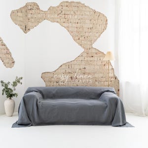Linen sofa cover, seamless linen couch cover, loose cover, loveseat cover, linen slip cover, custom slipcover