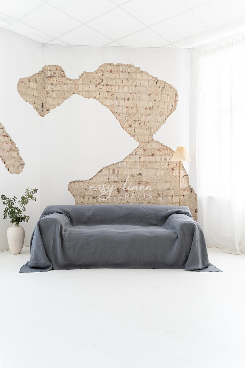 Linen sofa cover, seamless linen couch cover, loose cover, loveseat cover, linen slip cover, custom slipcover