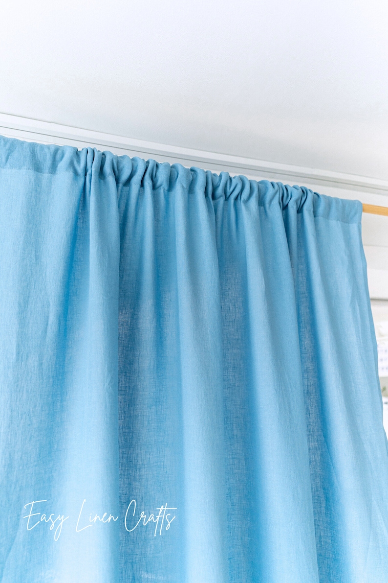 Rod Pocket Curtain Panels, Set of 2 Linen Curtains, Semi Sheer Drapes for Bedroom, Extra Long Drapes, Custom Window Curtains, Linen Drapes image 9