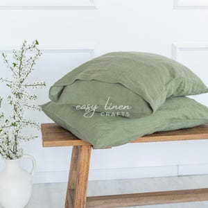 Linen Pillowcases Set of 2, Bed Pillow Covers with Envelope Closure, Sham Covers, Cushion Covers, Standard, Queen, King, Custom Pillowcases