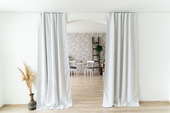 White linen blackout curtains deals