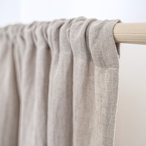 Natural Linen Semi Sheer Curtain Panel - Long Rod Pocket Drape for Bedroom or Living Room - Extra Wide Custom size Window Drape - 1 Panel