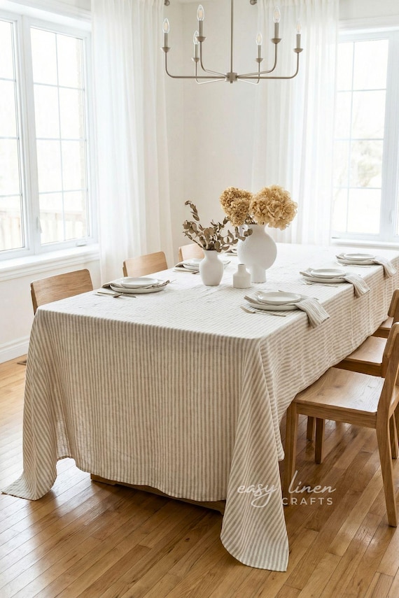 Natürliche Leinen Tischdecke, extra Lange Tischdecke, Leinen Tischdecke, Tischdecke nach Maß