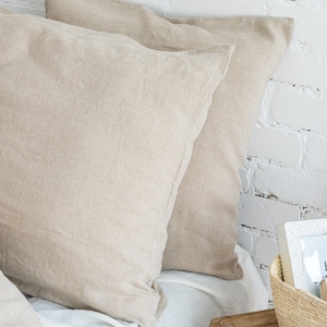 Set of 2 Bed Sham Covers - Linen Pillow Covers - Pillow Pillowcases - Standard, Queen, King, Custom Size - Stonewashed Linen Bedding