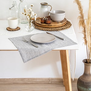 Linen placemats. Linen place mats. Grey placemats. Placemats set. Stonewashed linen natural place mat. 100% linen place mats. Table linens