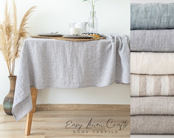 Natural Linen Tablecloth - Large Prewashed Custom Rustic Farmhouse Kitchen Decor - Soft Table Linen Cloth