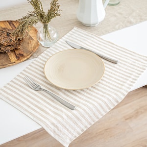 Linen Table Mat Set for Lunch Dinner or Wedding - Linen Placemats - Dining Place Mats - Stonewashed Linen Table Mats - Custom Placemats