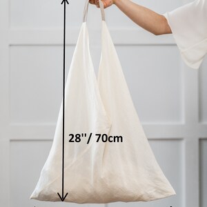 Large Linen Tote Bags for Women Set of 3 Bags Reusable Market Bags Set of 3 Beach Bags Zero Waste Shopping Bags Gift for Her image 5