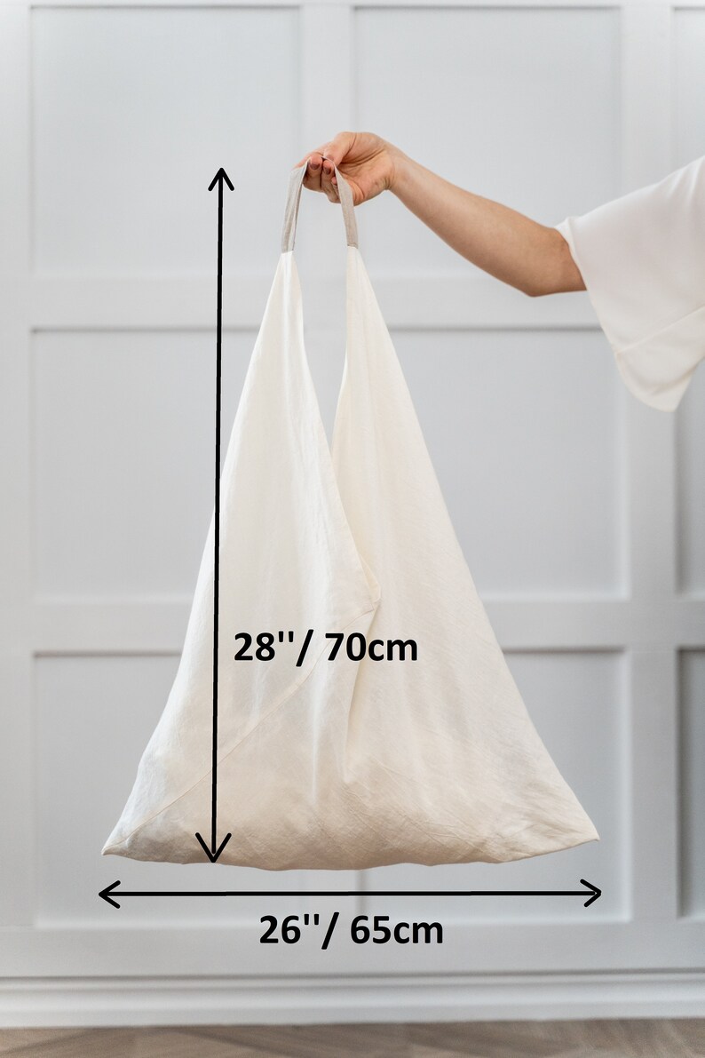 Large Linen Tote Bags for Women Set of 3 Bags Reusable Market Bags Set of 3 Beach Bags Zero Waste Shopping Bags Gift for Her image 5