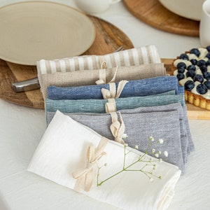 Linen Napkin Set Natural Table Napkins Washable Cloth Linens for Table Decor Stonewashed Linen Cloth Napkins Bulk Napkins image 8