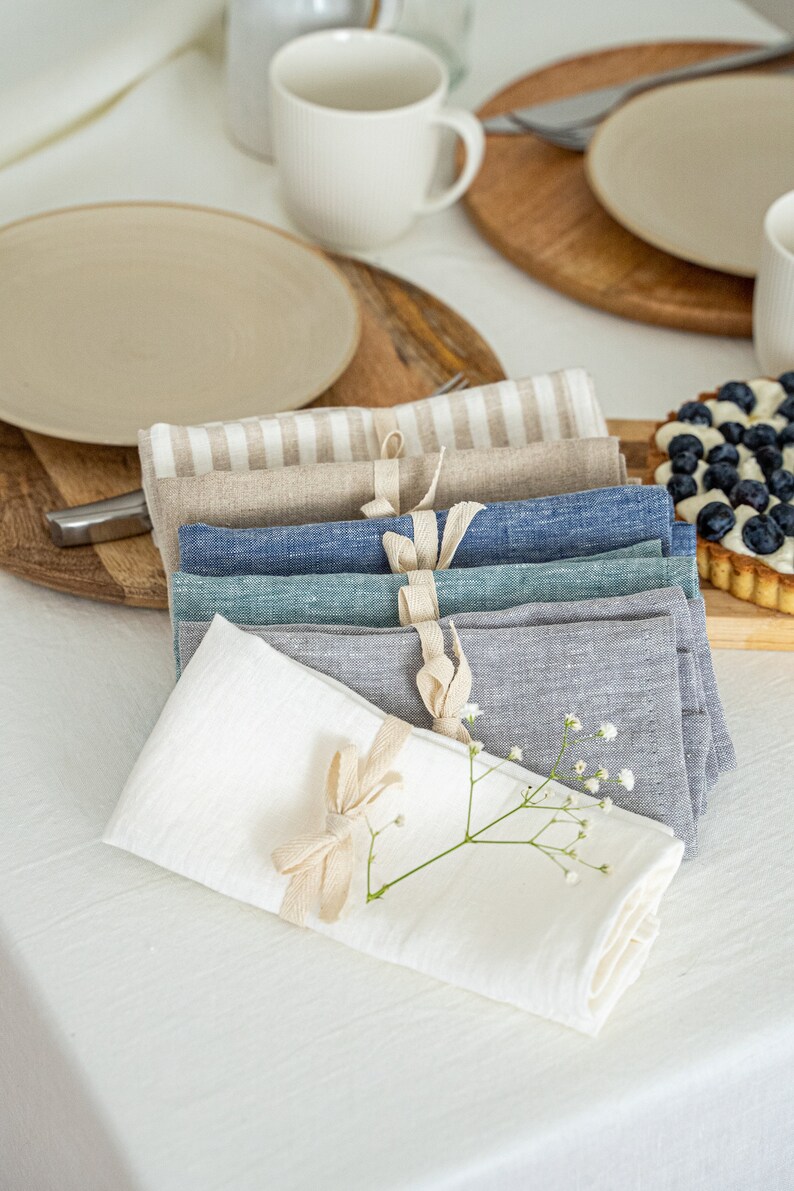 Linen Napkin Set Natural Table Napkins Washable Cloth Linens for Table Decor Stonewashed Linen Cloth Napkins Bulk Napkins image 8