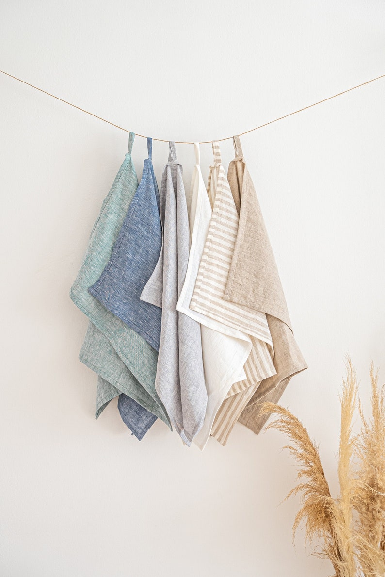 Linen Tea Towel With Loop Natural Linen Hand Towel Pure Etsy