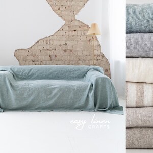 Linen sofa cover, loose couch slipcover, custom sofa slipcover, loveseat slip cover, sofa seat cover