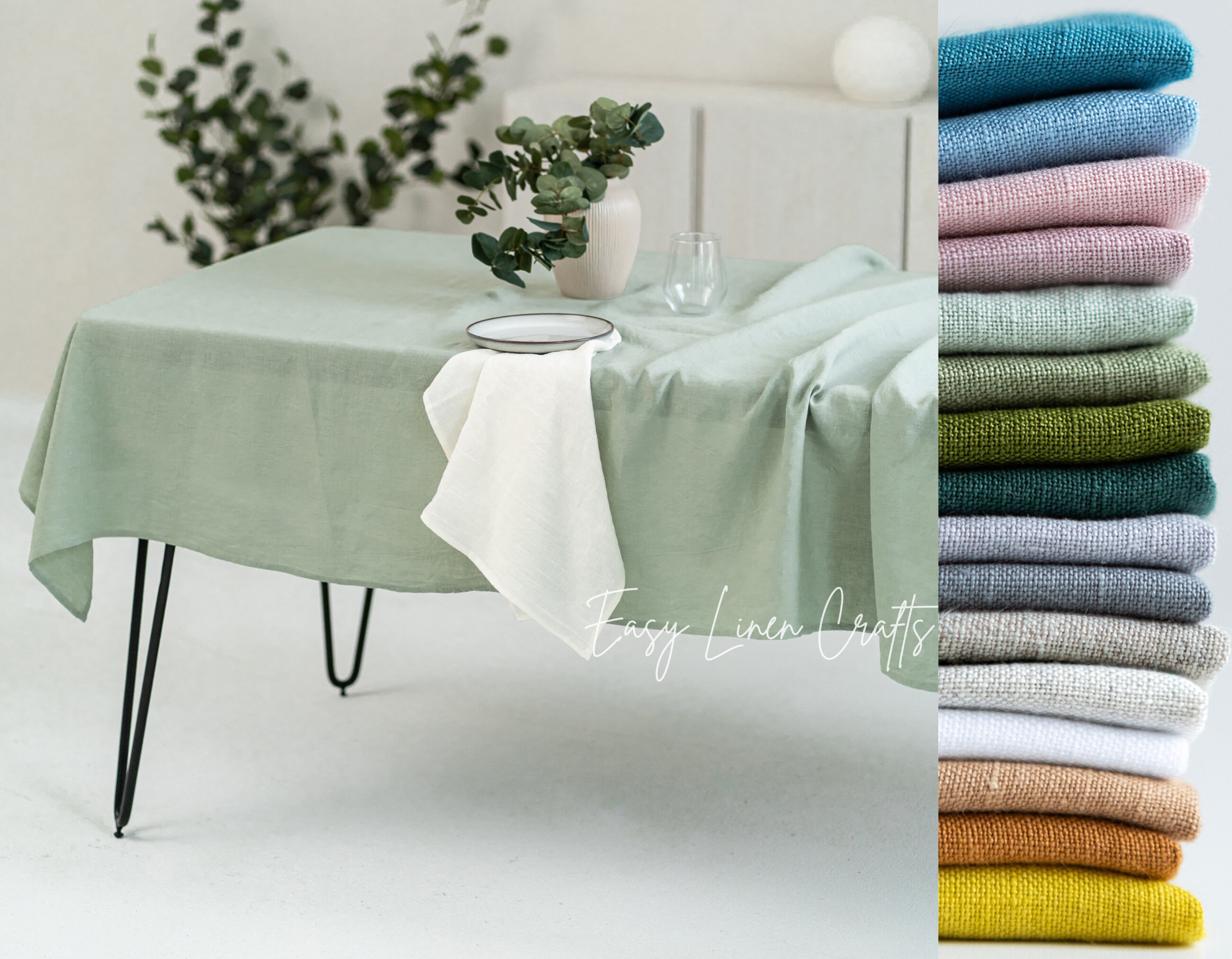 Luxus Tischdecke, natürliche Leinentischdecke, gewaschene Leinentischdecke, Tischdecke nach Maß, Küchentischdecke, große Esstischdecke