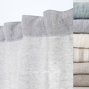 Linen Curtain - Semi Sheer Curtain - Back Tab Curtain Panel - Extra Long Wide Drape - Stonewashed Linen Drape - Window Treatments - 1 Panel