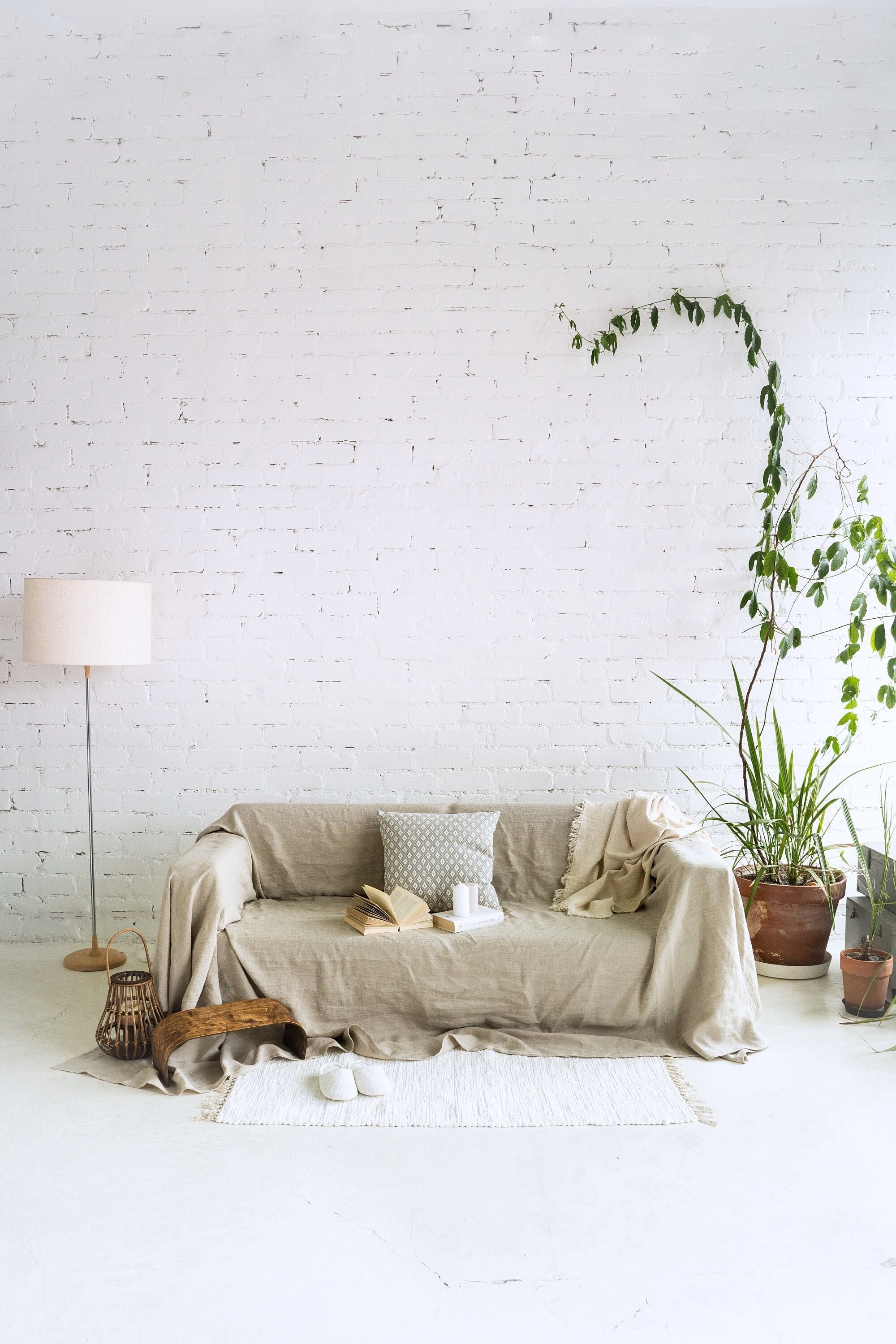 Sofa Slipcover Natural Linen Linen Sofa Cover Large Throws Etsy