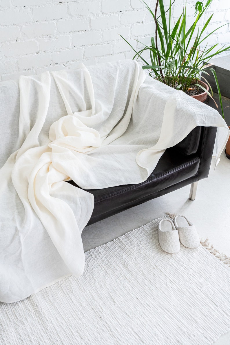 Off White Linen Couch Cover. Washed Fabric Loose Sofa Etsy