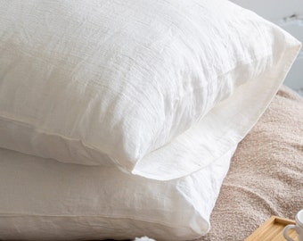Linen Pillowcase With Envelope Closure - Linen Pillow Cover - Euro Standard Queen King Custom Sizes - Pillow Sham Cover