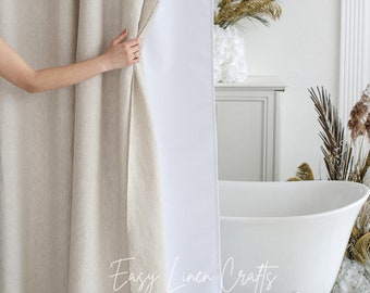 Waterproof linen shower curtain, linen bath curtain, extra long shower curtain, douche curtain, custom bathroom curtain, shower drape