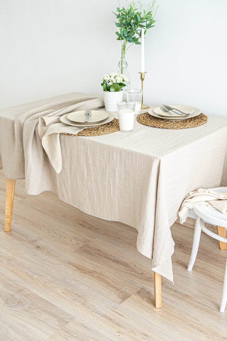 Large Natural Linen Tablecloth. Rectangular Square Oval Etsy