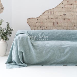 Linen sofa cover, sofa seat cover, loose couch slipcover, custom slipcover, loveseat slipcover, farmhouse slipcover, armchair cover