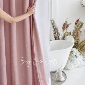 Linen shower curtain with waterproof lining, waterproof shower drape, custom clawfoot tub curtain, bathtub/ shower curtain boho