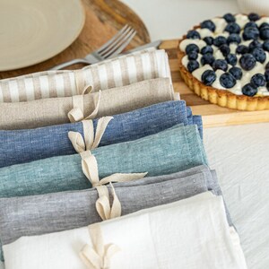 Linen napkins set in various colors, stonewashed linen napkins, table cloth napkins set, cloth dinner napkins set, custom cloth napkins image 6