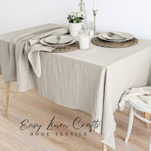 Large natural linen tablecloth. Rectangular, square, oval, round or custom linen table cloth. Wedding, thanksgiving, Christmas table cloth image 4