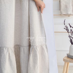 Waterproof Linen Shower Curtain, Ruffled Shower Curtain, Wide Bathtub Curtain, Bathroom Curtain, Custom Curtain with Buttonholes Top