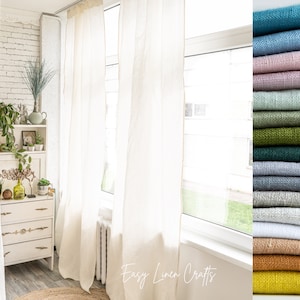 Linen Semi Sheer Curtain Panels - Set of 2 Drapes- Natural Living Room Decor - Stonewashed Linen Curtains - Custom Bedroom Curtains