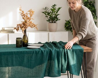 Linen Table Cover in Various Colors, Linen Tablecloth, Rectangle Linen Tablecloth, Custom Linen Table Sheet