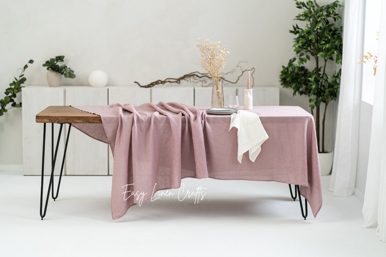 Linen tablecloth in various colors, large linen table cloth, natural tablecloth, custom tablecloth, stonewashed tablecloth, long tablecloth image 3