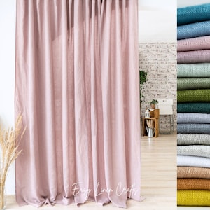 Linen Curtain - Extra Long Drape for Living Room or Bedroom - Custom Semi Sheer Window Treatment - 1 Panel