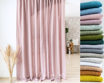 Linen Curtain - Extra Long Drape for Living Room or Bedroom - Custom Semi Sheer Window Treatment - 1 Panel