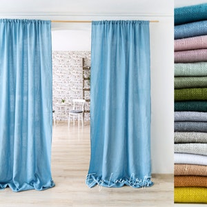 Rod Pocket Curtain Panel, Semi Sheer Linen Curtain, Extra Wide Curtain, Extra Long Curtain, Custom Window or Doorway Drape - 1 Linen Panel