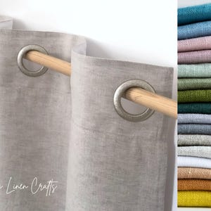 Linen Shower Curtain Panel With Grommets, Waterproof Shower Drape With Eyelets, Long Shower Panel with Liner, Custom Shower Curtain