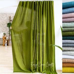 Linen Curtain Panel - Semi Sheer Drape for Living Room or Bedroom - Long Linen Drapery for Elegant Home Decor - 1 Linen Panel