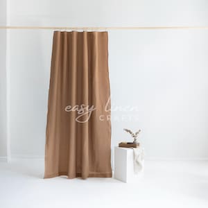 Waterproof linen shower curtain, extra long shower curtain, bath curtain with liner, bathroom curtain with button holes top, custom curtain