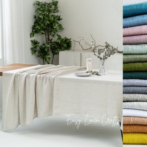 Large tablecloth in various colors, natural linen tablecloth, long table cloth, wide handmade table cover, stonewashed linen tablecloth