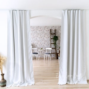 White Linen Blackout Curtain, Room Darkening Curtain Panel, Bedroom Curtain, Farmhouse Blackout Drapery, Linen Lined Curtain - 1 Panel