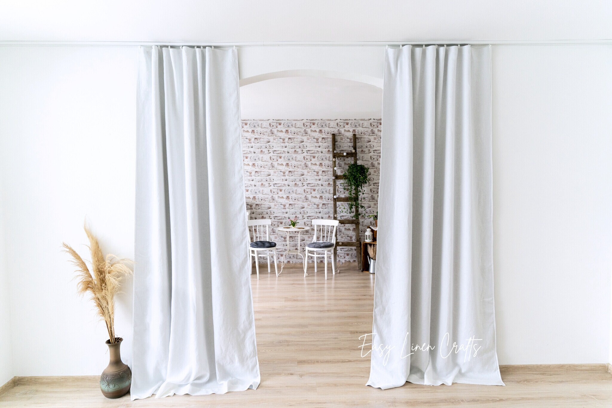White Linen Blackout Curtain, Room Darkening Curtain Panel, Bedroom Curtain, Farmhouse Blackout Drapery, Linen Lined Curtain - 1 Panel