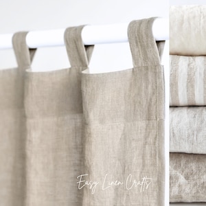 Semi Sheer Linen Curtain Panel, Tab Top Curtain, Extra Wide Curtain, Extra Long Curtain, Custom Curtain, Window Treatment - 1 Panel