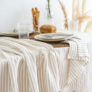 Stonewashed Linen Tablecloth - Large, Customizable, Natural for Weddings, Easter, Christmas, Boho Chic Home Decor, Gift Idea